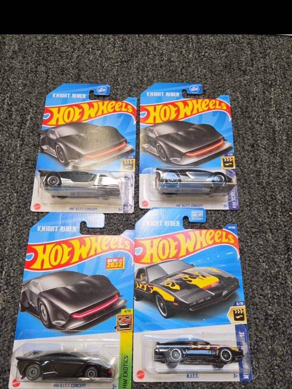 Kids Toy 4 Car Pack - Black K.I.T.T. and Classic Models